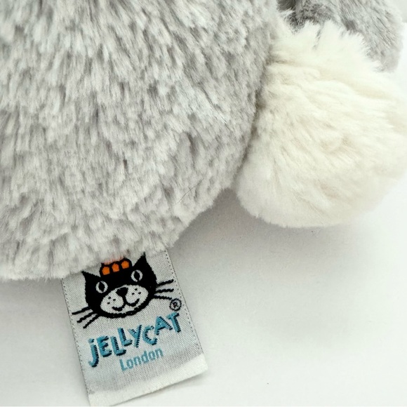 Jellycat London Bashful Bunny Gray Medium 12” Plush Toy Stuffed Rabbit Pink Nose - Picture 4 of 8